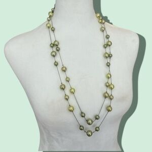 Green Double Layer Beaded Necklace